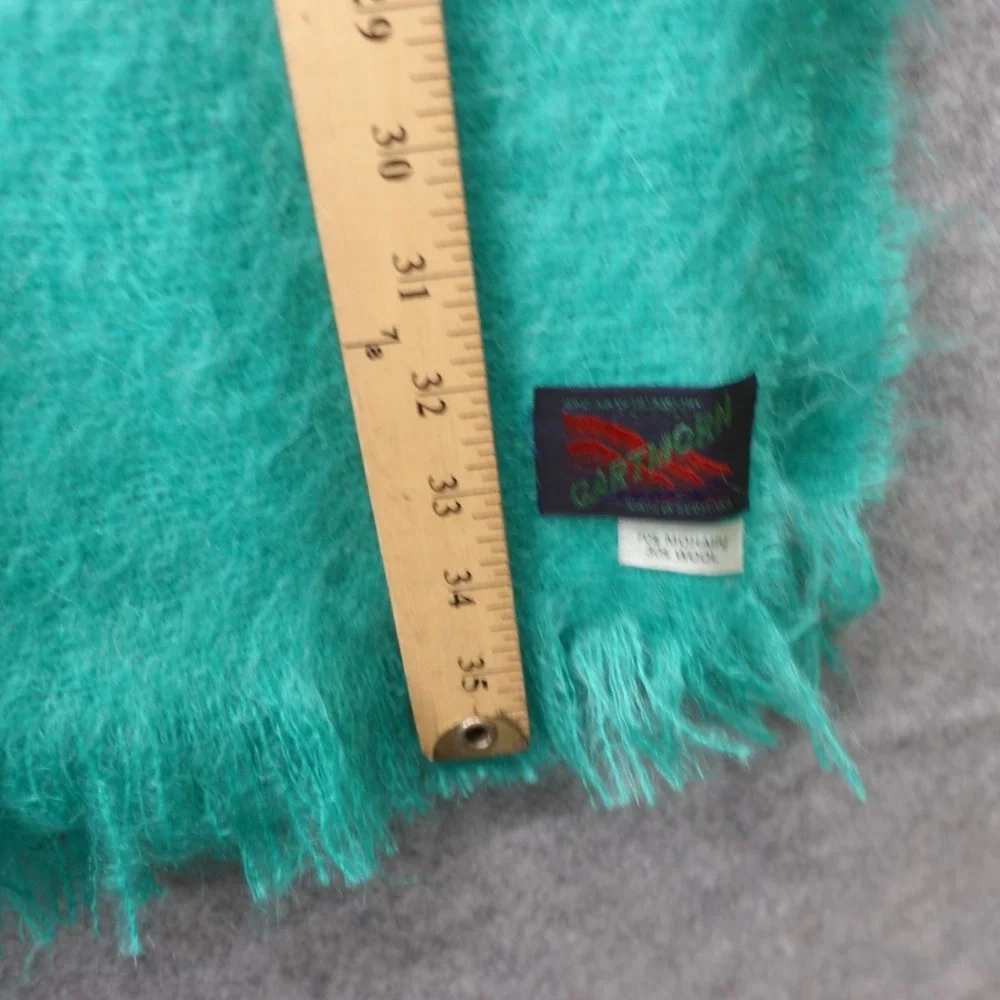 Vintage Wool Mohair Shawl Wrap Womens Blue Throw Blanket Scottish GARTMORN 28x70